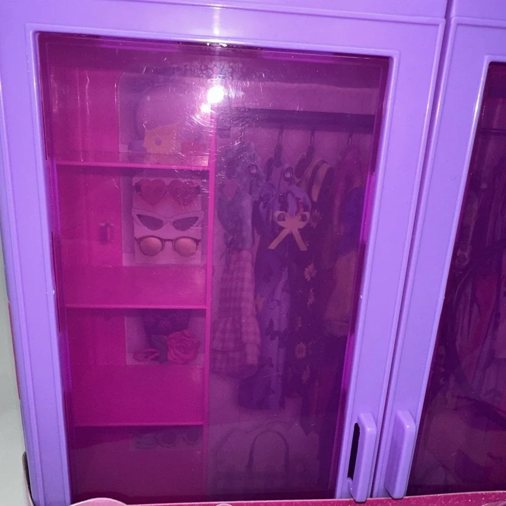Barbie Ultimate Closet Purple Portable Storage w/ 6 Hangers & Rack Wardrobe